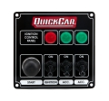 QUICKCAR RACING PRODUCTS QRP50-825 Black Plate, 3 Switches & 1 Button w/ Lights 50-825