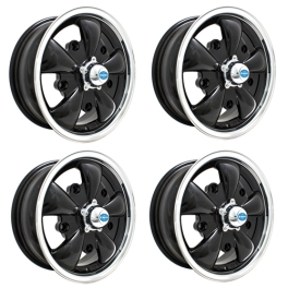 Gt-5 Wheels Black with Polished Lip, 5.5 Wide, 5 on 112mm