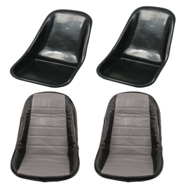 Low Back Seat Shells, Impact Plastic with Grey Covers Pair