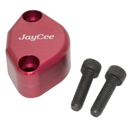 JayCee Billet Fuel Pump Block Off, with Breather, Red