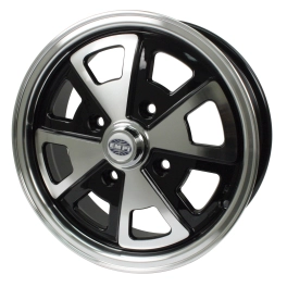 EMPI 00-9681-0 914 Alloy Wheel, 5-1/2 Wide, Black & Polished, 4 on 130mm