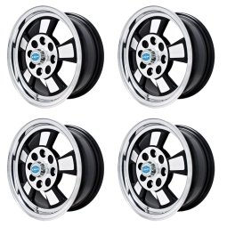 Appletree Automotive 00-9732-4 Riviera Wheels Black with Polished Lip, 5.5 Wide 4 on 130mm