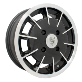 EMPI 10-1081-0 Gasser Wheel, Black with Polished Lip, 5.5 Wide 5 on 130mm