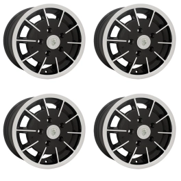 Gasser Wheels Black with Polished Lip, 5.5 Wide 5 on 130mm