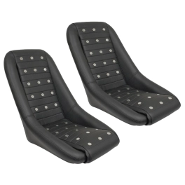 Roadster Style Seats Black Vinyl with Metal Grommets, PAIR