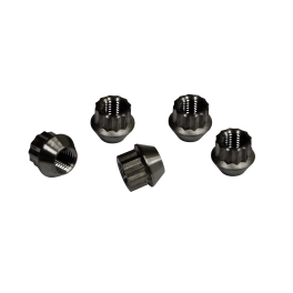 Alloy Lug Nuts, Black 14mm - 1.5, 12 Point 60 Degree