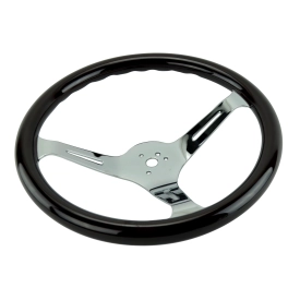 Steering Wheel, 31mm Wood Grip, 15 Diameter, 3 Dish, Dark