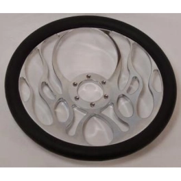 Steering Wheel, Billet 14 Diameter, 1 Dish Leather, 6 Bolt