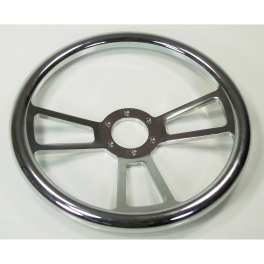 Steering Wheel, Billet 14 Diameter, 1 Dish, 3 Spoke 6 Bolt