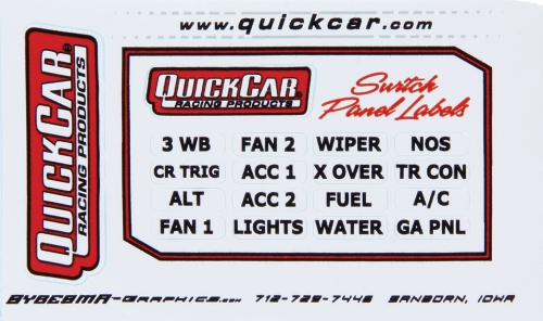 QUICKCAR RACING PRODUCTS QRP50-003 Large Labels for Switch Panels 50-003