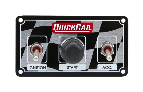 QUICKCAR RACING PRODUCTS QRP50-031 Single Ignition 2 Switches & 1 Button Flag Plate Panel 50-03