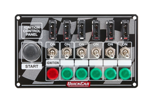 QUICKCAR RACING PRODUCTS QRP50-164 Flag Plate, 6 Switches & 1 Button, Fused & Lit. 50-164