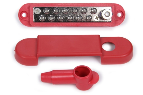 QUICKCAR RACING PRODUCTS QRP57-8012 Red Terminal Buss Bar w/Covers 57-8012