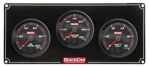 QUICKCAR RACING PRODUCTS QRP69-3017 Redline 3 Gauge Panel OP/WT/VOLT 69-3017