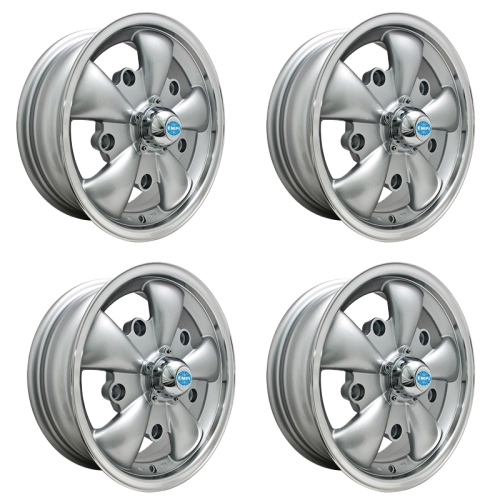 Appletree Automotive 00-9691-4 Gt-5 Wheels Silver with Polished Lip, 5.5 Wide, 5 on 205mm