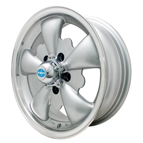 EMPI 00-9695-0 Gt-5 Wheel, Silver with Polished Lip, 5.5 Wide, 5 on 112mm