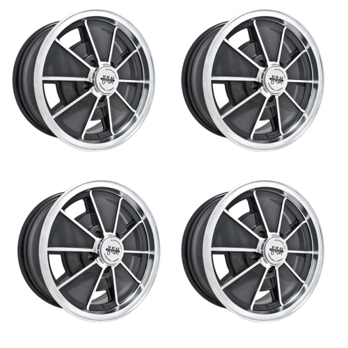 Appletree Automotive 00-9697-4 Brm Wheels Black with Polished Lip, 5.5 Wide, 5 on 112mm VW