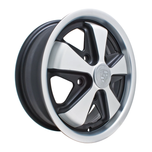 EMPI 00-9727-0 911 Alloy Wheel, Black & Silver, 5.5 Wide, 5 on 130mm