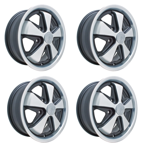 Appletree Automotive 00-9727-4 911 Alloy Wheels Black & Silver, 5.5 Wide, 5 on 130mm