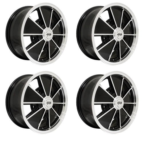 Appletree Automotive 00-9729-4 Brm Wheels Black with Polished Lip, 6.5 Wide, 5 on 205mm VW