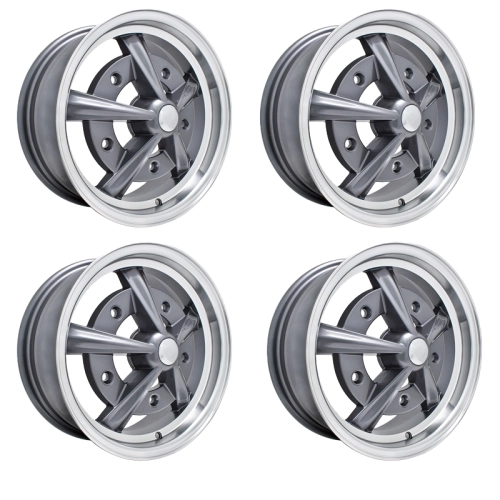 Appletree Automotive 00-9752-4 Raider Wheels Grey with Polished Lip, 5 Wide, 5 on 205mm