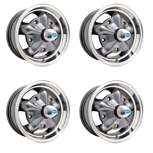 Appletree Automotive 00-9754-4 Torque Star Wheels Grey with Polished Rim, 5 Wide 5 on 205m