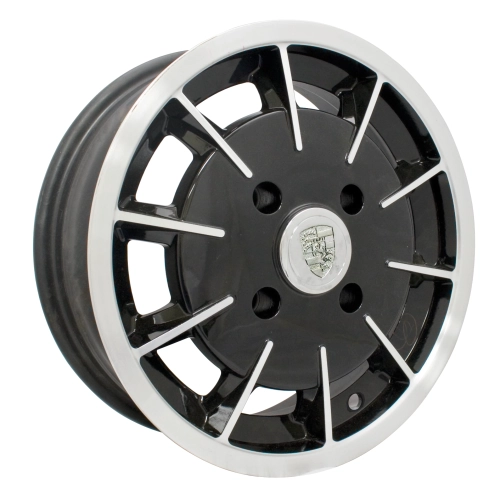 EMPI 10-1082-0 Gasser Wheel, Black with Polished Lip, 5.5 Wide, 5 on 112mm