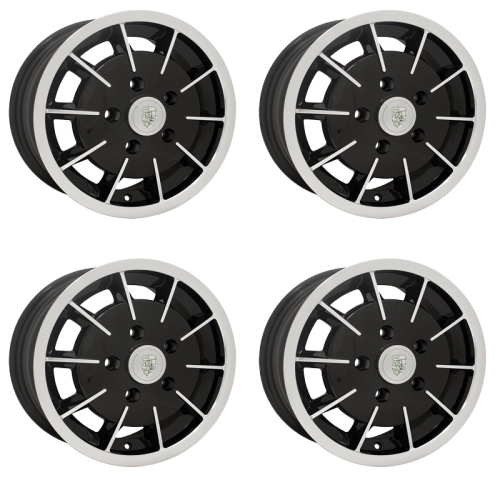 Appletree Automotive 10-1081-4 Gasser Wheels Black with Polished Lip, 5.5 Wide 5 on 130mm