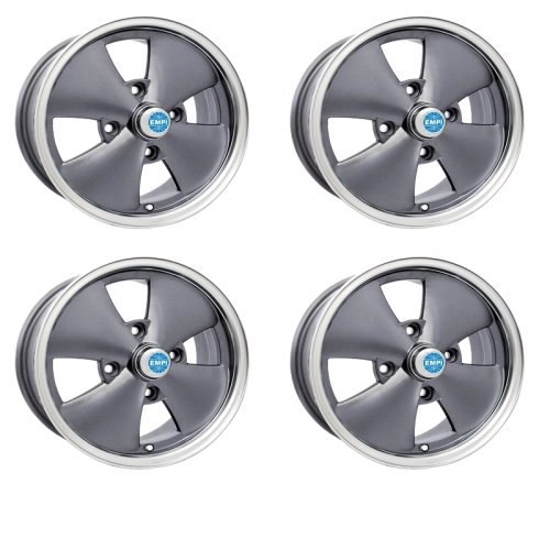 Appletree Automotive 10-1093-4 4 Spoke Wheels Grey Finish, 5.5 Wide, Fits 4 on 130mm VW