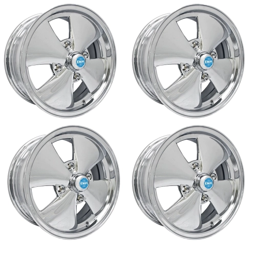 Appletree Automotive 10-1094-4 4 Spoke Wheels All Chrome, 5.5 Wide, Fits 4 on 130mm VW