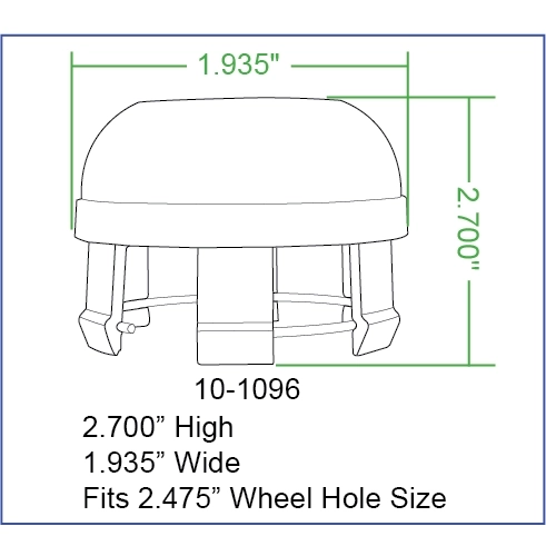 4 Spoke Wheel Replacement Cap, Chrome, Each