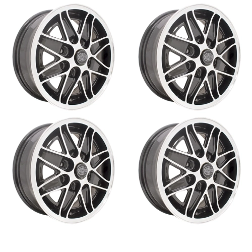 Appletree Automotive 10-1100-4 Cosmo Wheels Gloss Black with Polished Lip 4 on 130mm 5-1/2