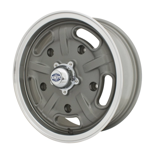 EMPI 10-1121-0 Corsa Wheel, Grey with Polished Lip, 5.5 Wide, 5 on 205mm