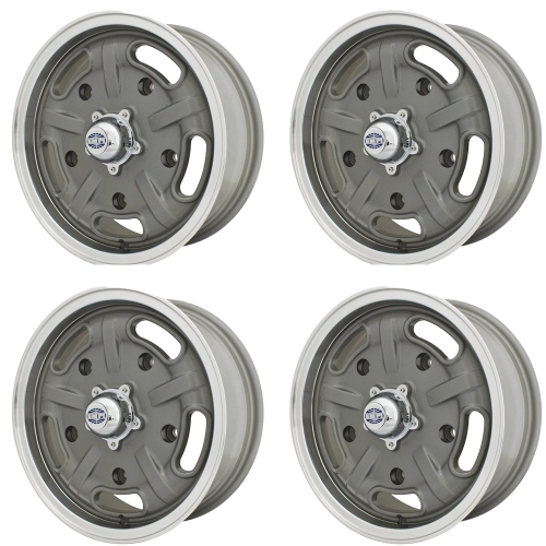 Appletree Automotive 10-1121-4 Corsa Wheels, Grey with Polished Lip, 5.5 Wide, 5 on 205mm