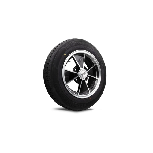 Wheel Tire Combo, BRM Black Polished, Staggered Set