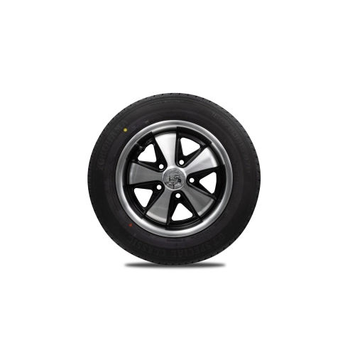 Wheel Tire Combo, 911 Alloy, Black Polished, Staggered