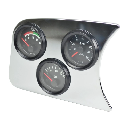 3 Hole Gauge Panel, Chrome for 2-1/16