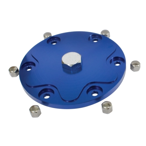 Billet Aluminum Oil Sump Drain Plate, with Plug Blue