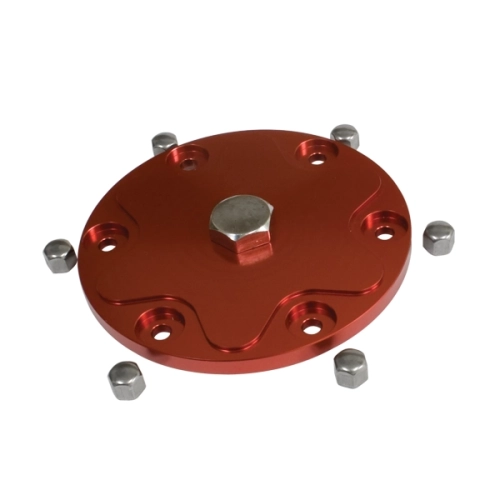 Billet Aluminum Oil Sump Drain Plate, with Plug Red