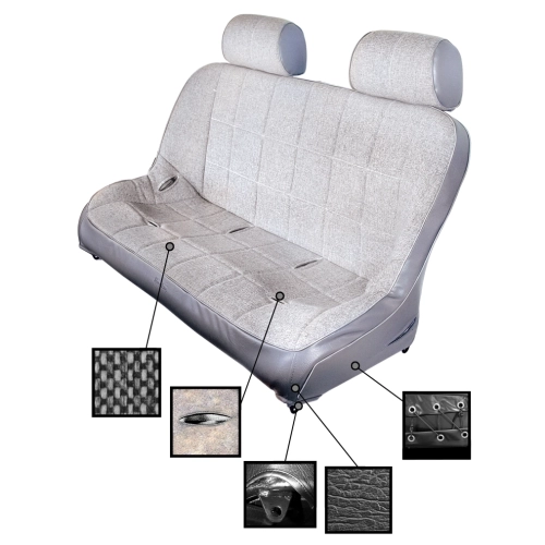 48 Off-Road Bench Seat, Black Vinyl with Tweed Inner