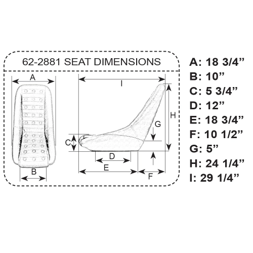 Roadster Style Seat, Black Vinyl with Metal Grommets