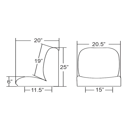 Low Back Bucket Seat, Left Side with Tilt