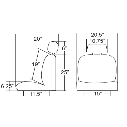 Low Back Bucket Seat, Left Side with Headrest & Tilt