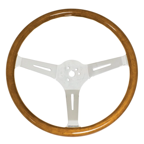 Steering Wheel, 23mm Wood Grip, 15 Diameter, 3 Dish, Light