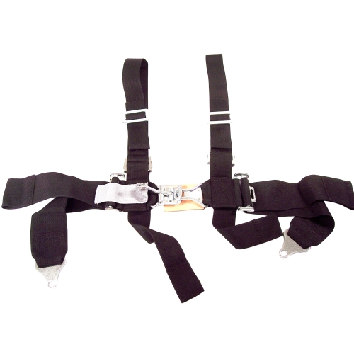 Seat Belt, 2 Shoulder & 3 Lap,, Duck Bill, 4 Point, Black