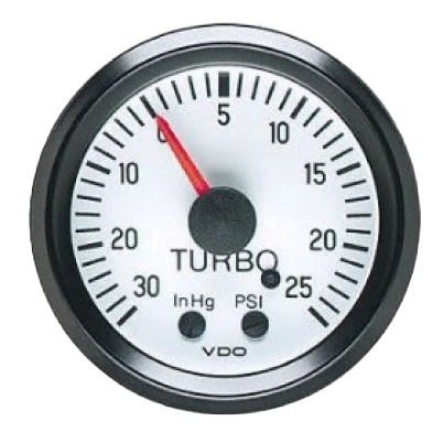 EMPI V1-5020-6 2-1/16 Boost Gauge, Cockpit White Series 0-25 PSI